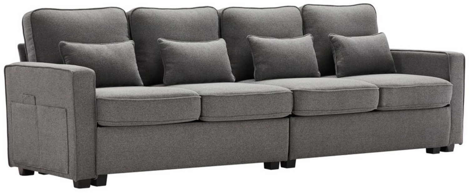 DOPWii 4-Sitzer Sofa aus Leinenstoff,Viersitzer-Sofa mit Armlehnentaschen,4 Kissen, Sofa im einfachen Stil für Wohnzimmer,Wohnung,Büro,3 Farboptionen Bild 1