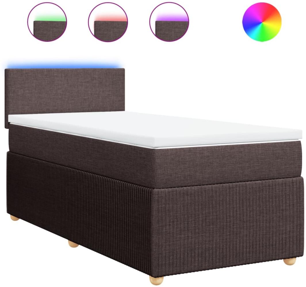 vidaXL Boxspringbett mit Matratze Dunkelbraun 90x190 cm Stoff 3289607 Bild 1