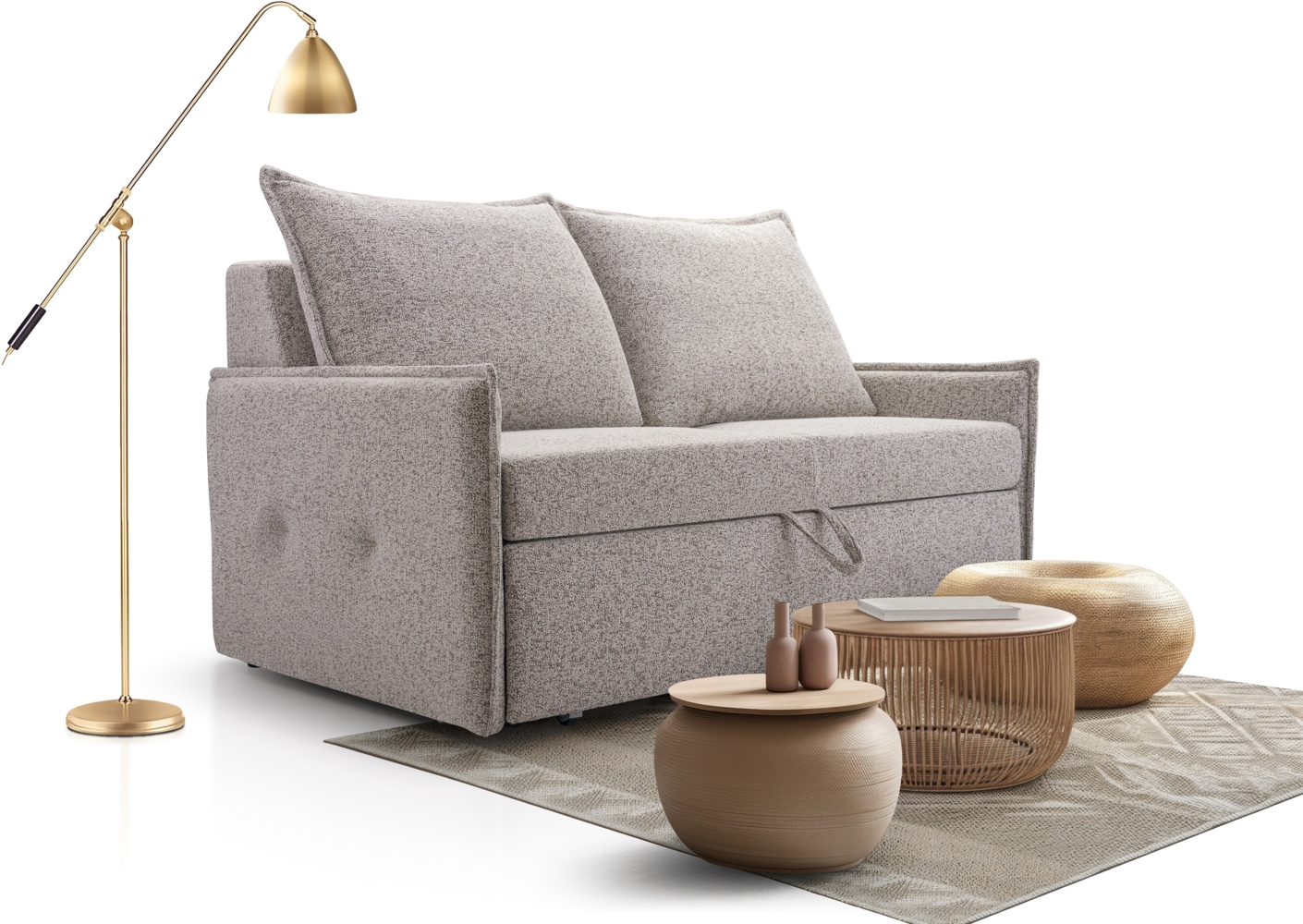 AX LIVING Ecksofa grau Calvello Cord L Form Sofa 308 cm Breite R Bild 1