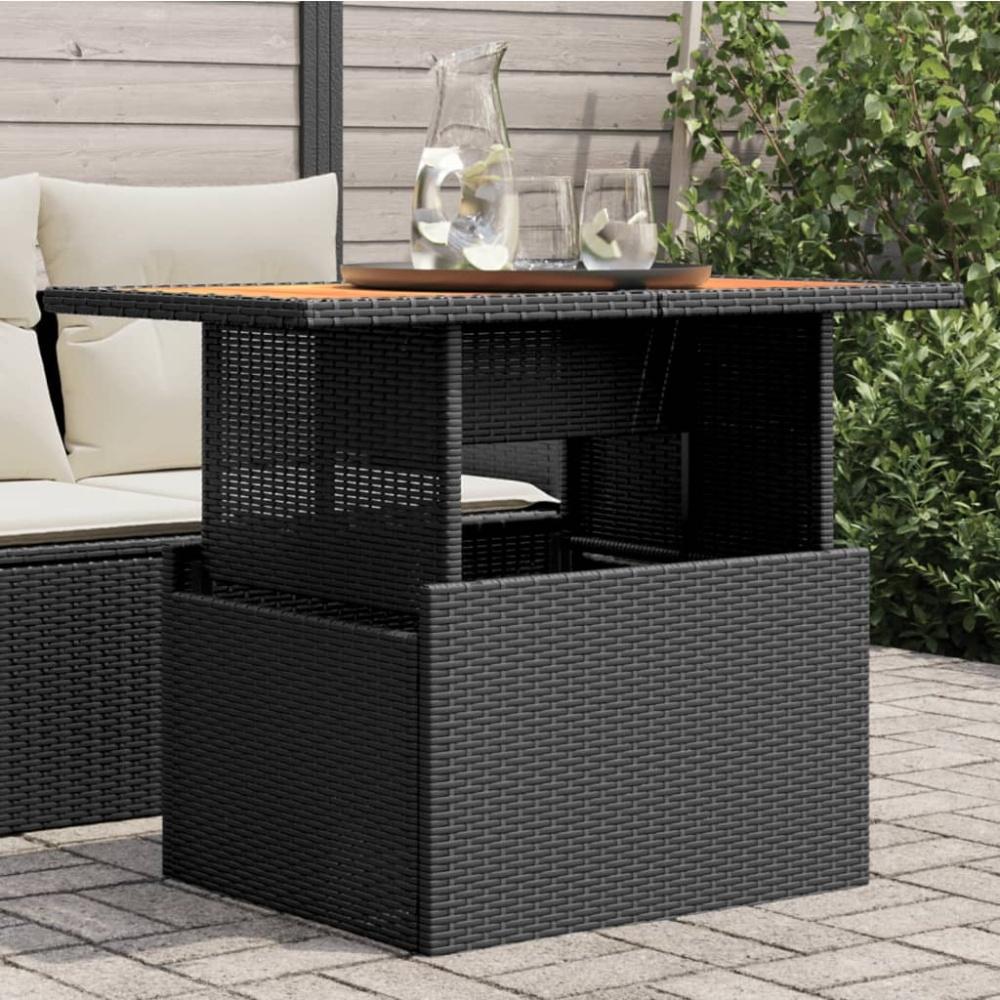 vidaXL Gartentisch Schwarz 100x55x73 cm Poly Rattan und Akazienholz 365976 Bild 1