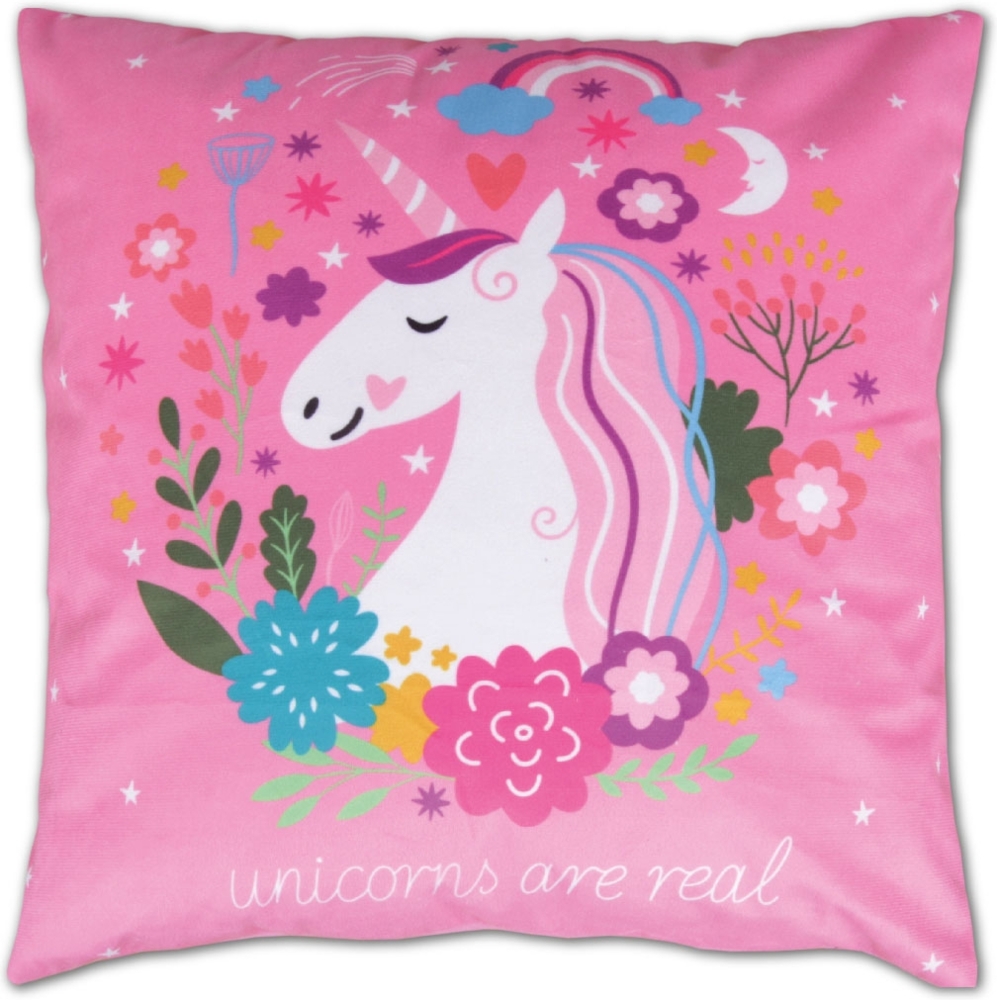 Bestlivings Dekokissen Fotodruck Motiv in 40x40 cm, Flauschig weiches Kissen in vielen Motiven erhältlich ( Design: Einhorn Pink ) Bild 1