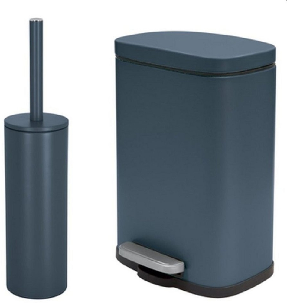 spirella Badaccessoires-Sets AKIRA, Badezimmer Zubehör-Set, 2-tlg, bestehend aus Kosmetikeimer 5L Treteimer mit SoftClose Absenkautomatik und WC Garnitur mit hygienischem Innenbehälter und Deckel, Stahl matt-satiniert, angesagte Trendfarben, petrol, Ko... Bild 1