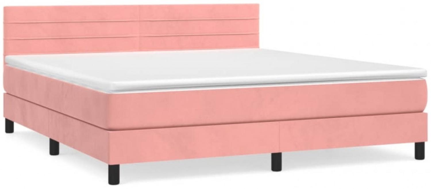 vidaXL Boxspringbett mit Matratze Rosa 160x200 cm Samt 3141376 Bild 1