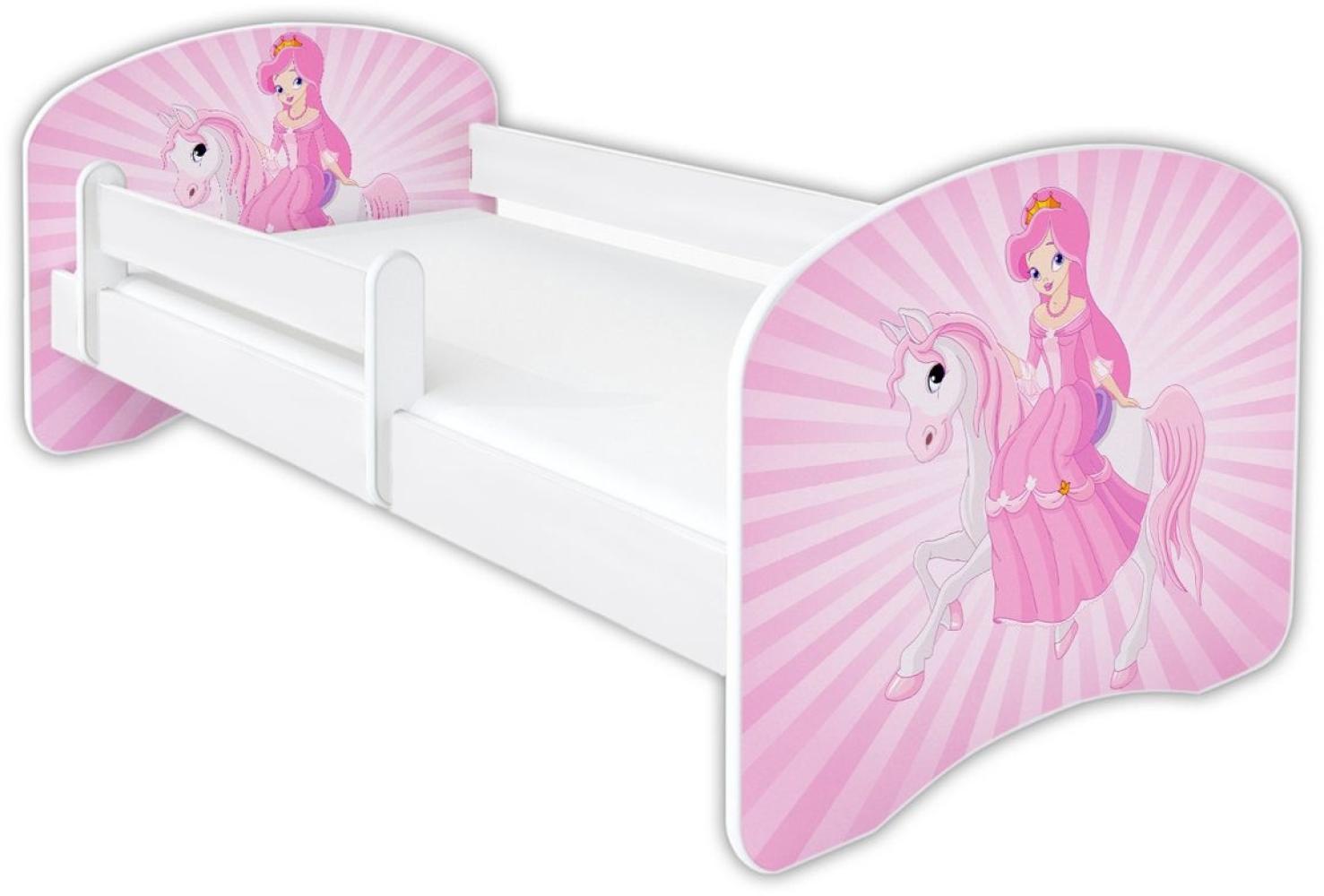 Clamaro 'Schlummerland 2021' Kinderbett 80x180 cm, Prinzessin Pferd, inkl. Lattenrost, Matratze und Rausfallschutz (ohne Schublade) Bild 1