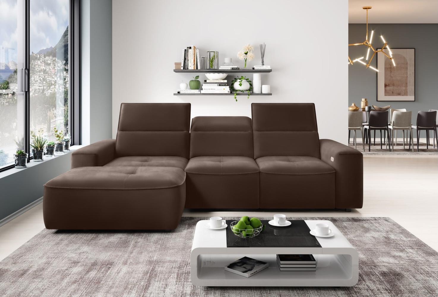 Stylefy Colton MINI Ecksofa Kunstleder Braun Links Bild 1