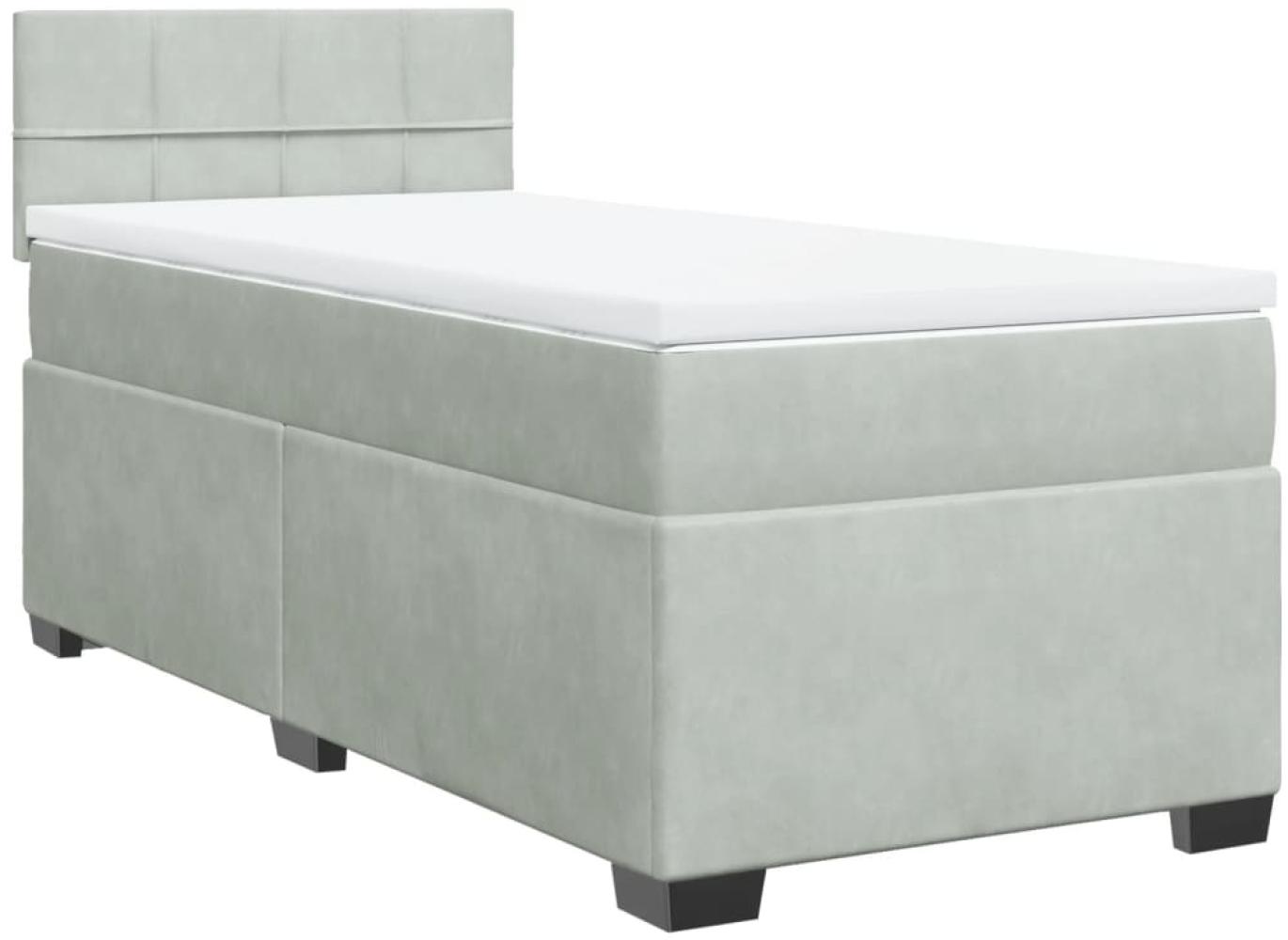 vidaXL Boxspringbett mit Matratze Hellgrau 80x200 cm Samt 3286162 Bild 1