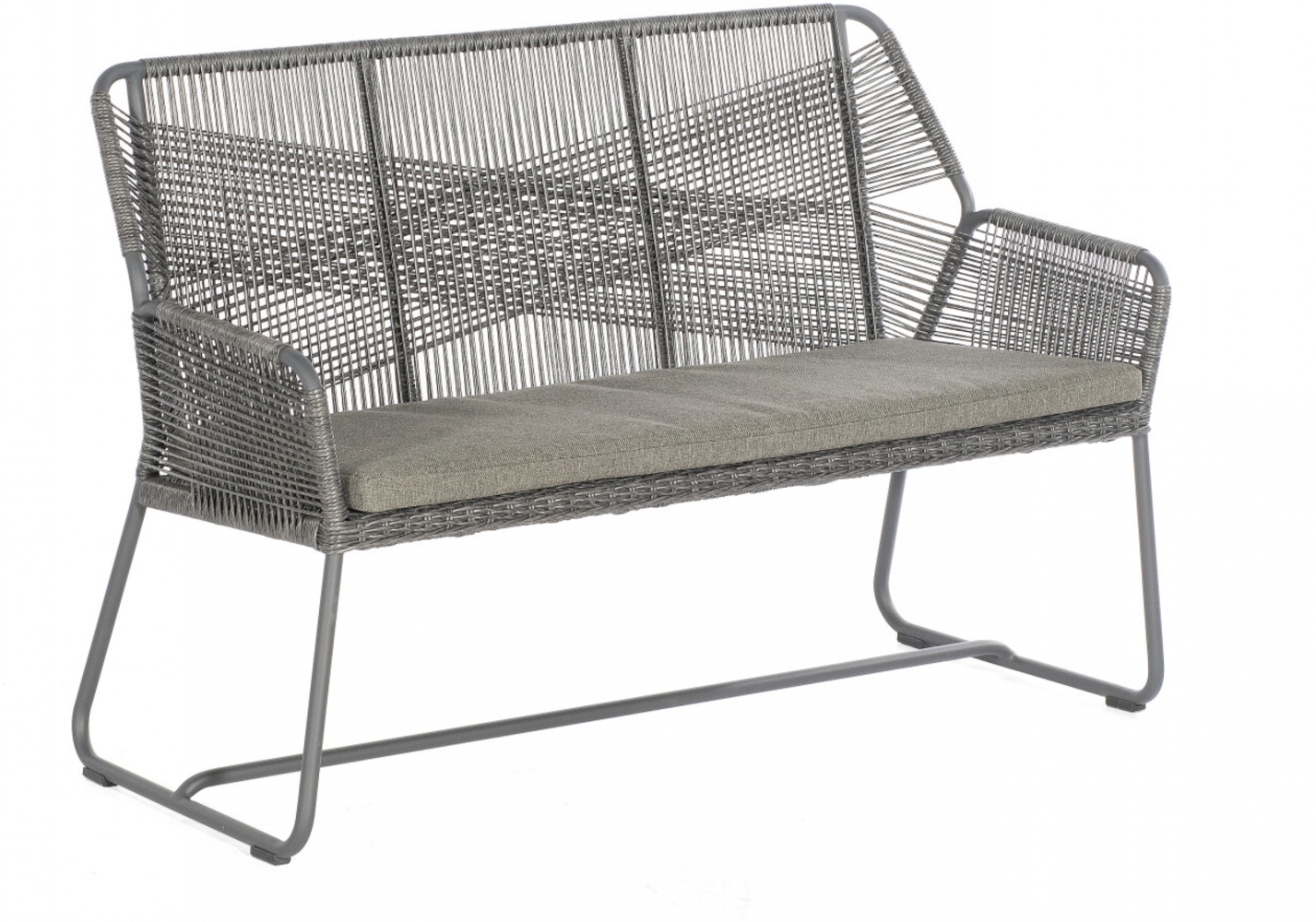 Sonnenpartner Bank 2-Sitzer Observer Alu/PE-Kunstoffgeflecht light-coal, inkl. Sitzkissen Copacabana Bild 1