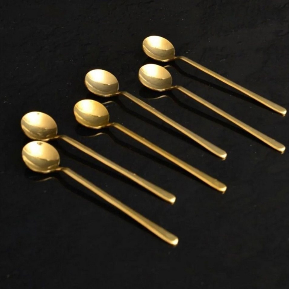 Jungengel Teelöffel Luxus Set 6-Teilig Gold Goldlöffel Zuckerlöffel Löffel 18/10 Edelstahl (6 Stück), Edelstahl 18/10, Solide Verarbeitung, Spülmaschinenkomform Bild 1