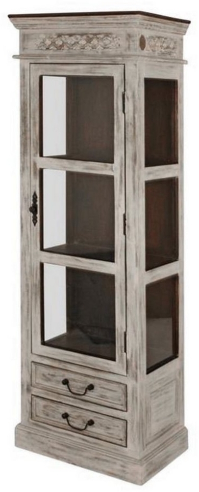 Massivmoebel24 Standvitrine (Vitrine Mango / Akazie 55x40x165 weiß gewachst CASTLE-ANTIK #207) Bild 1