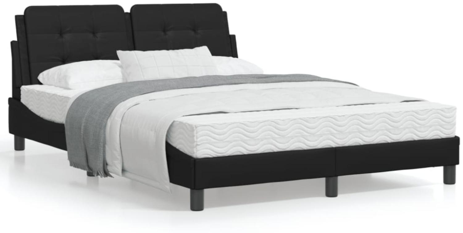 vidaXL Bett mit Matratze Schwarz 120x200 cm Kunstleder 3208852 Bild 1