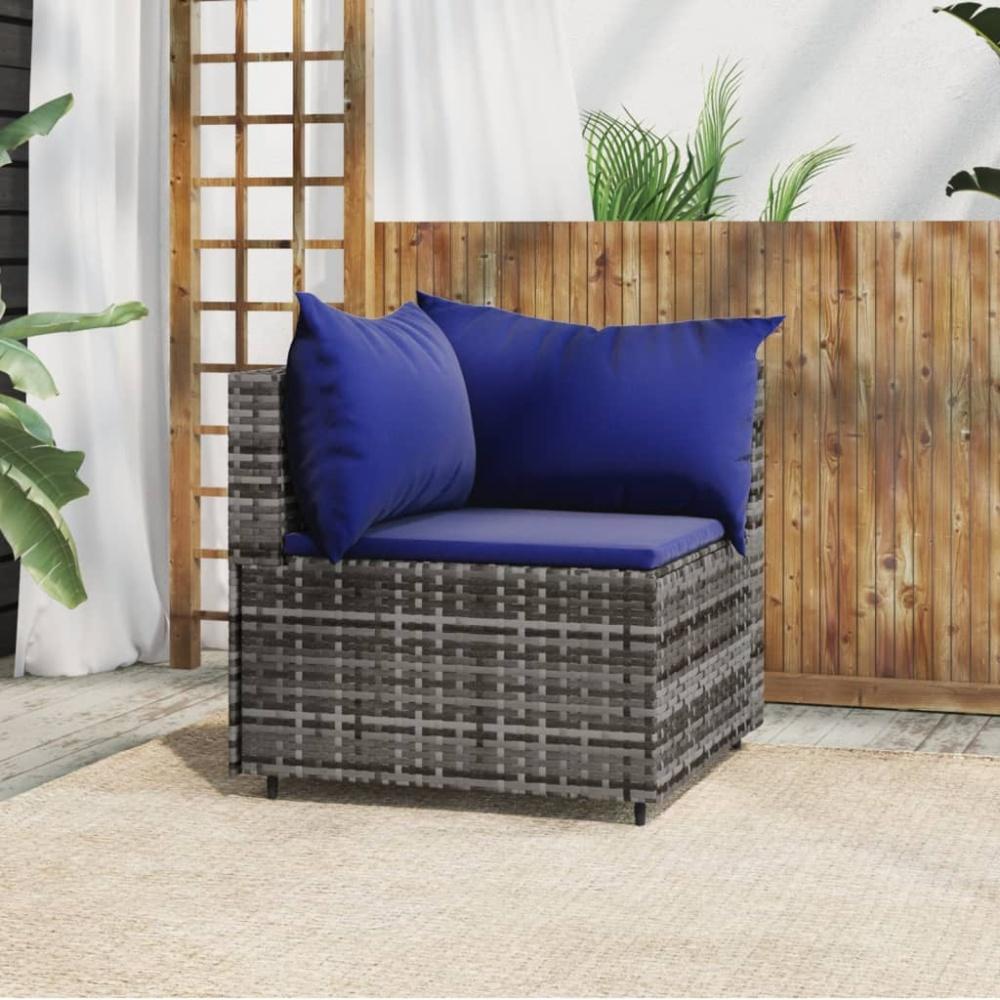 vidaXL Garten-Ecksofa mit Kissen Grau Poly Rattan 319841 Bild 1