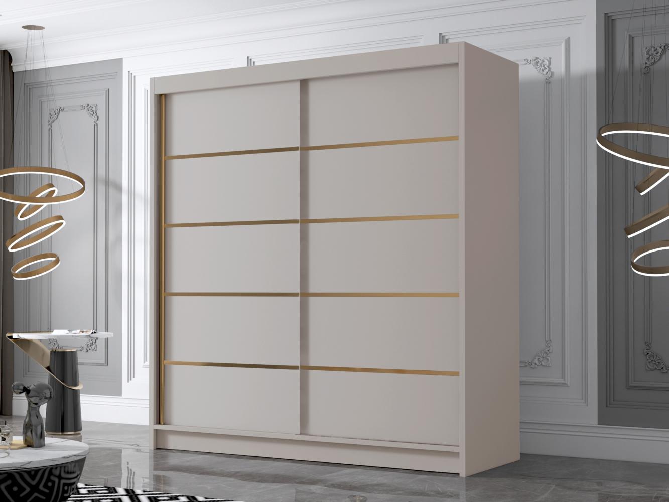 Kleiderschrank mit Goldverzierung Bajpra IV mit zwei Schwebetüren (Farbe: Cashmere) Bild 1