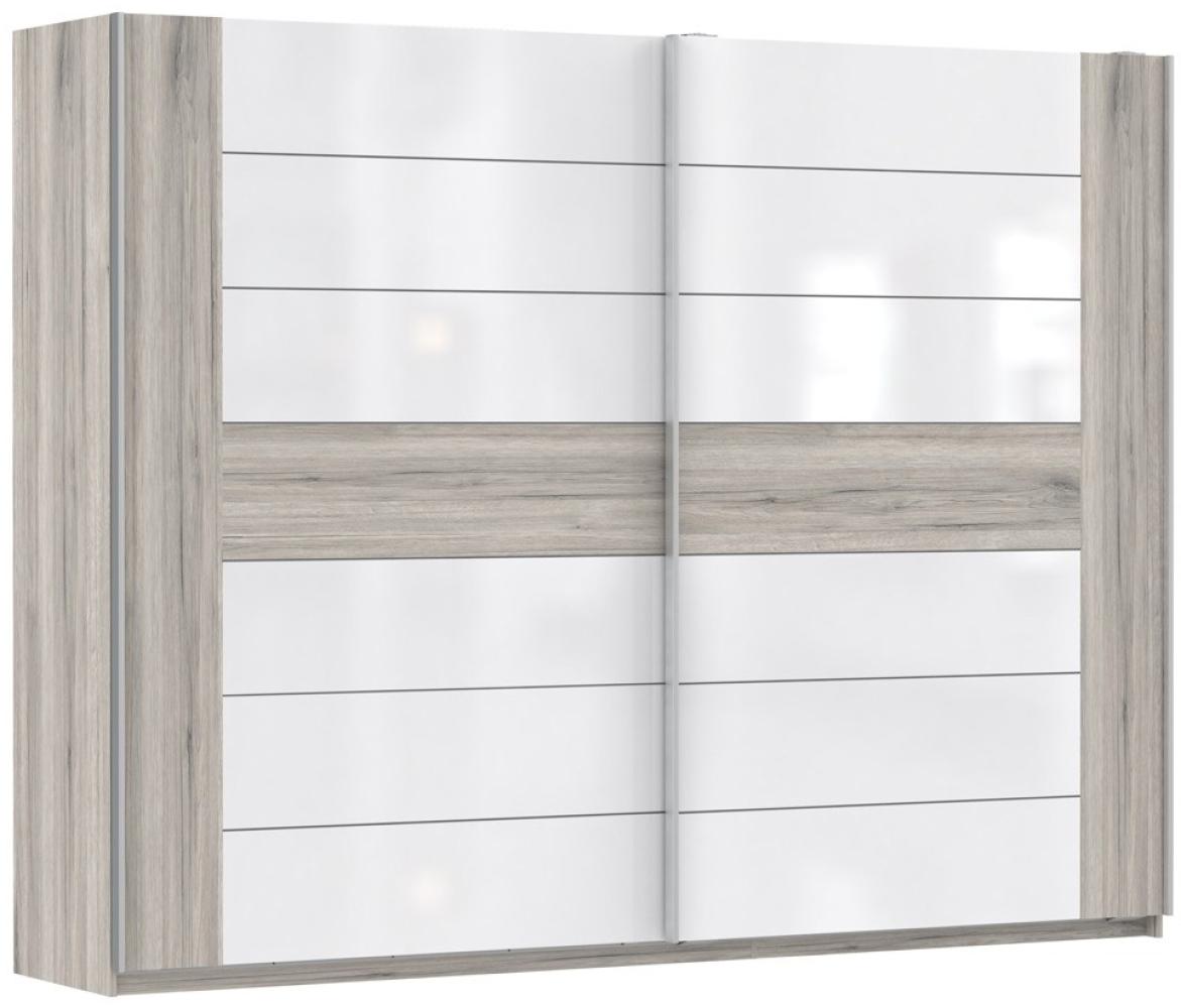 Schwebetürenschrank Rubio 6A Sandeiche weiß Hochglanz 270 x 210 x 61 cm Bild 1