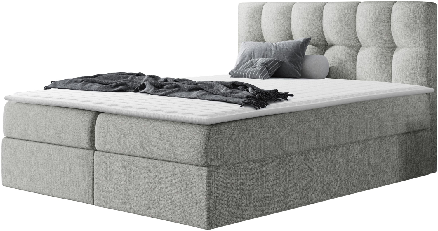 Boxspringbett Cleofas , Silber, 120 x 200 cm, Webstoff Bild 1