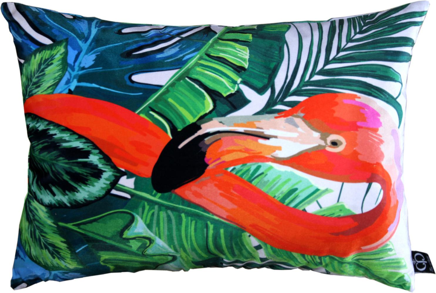 Casa Padrino Wohnzimmer Kissen New Orleans Flamingo Mehrfarbig 35 x 55 cm - Feinster Samtstoff - Luxus Deko Accessoires Bild 1