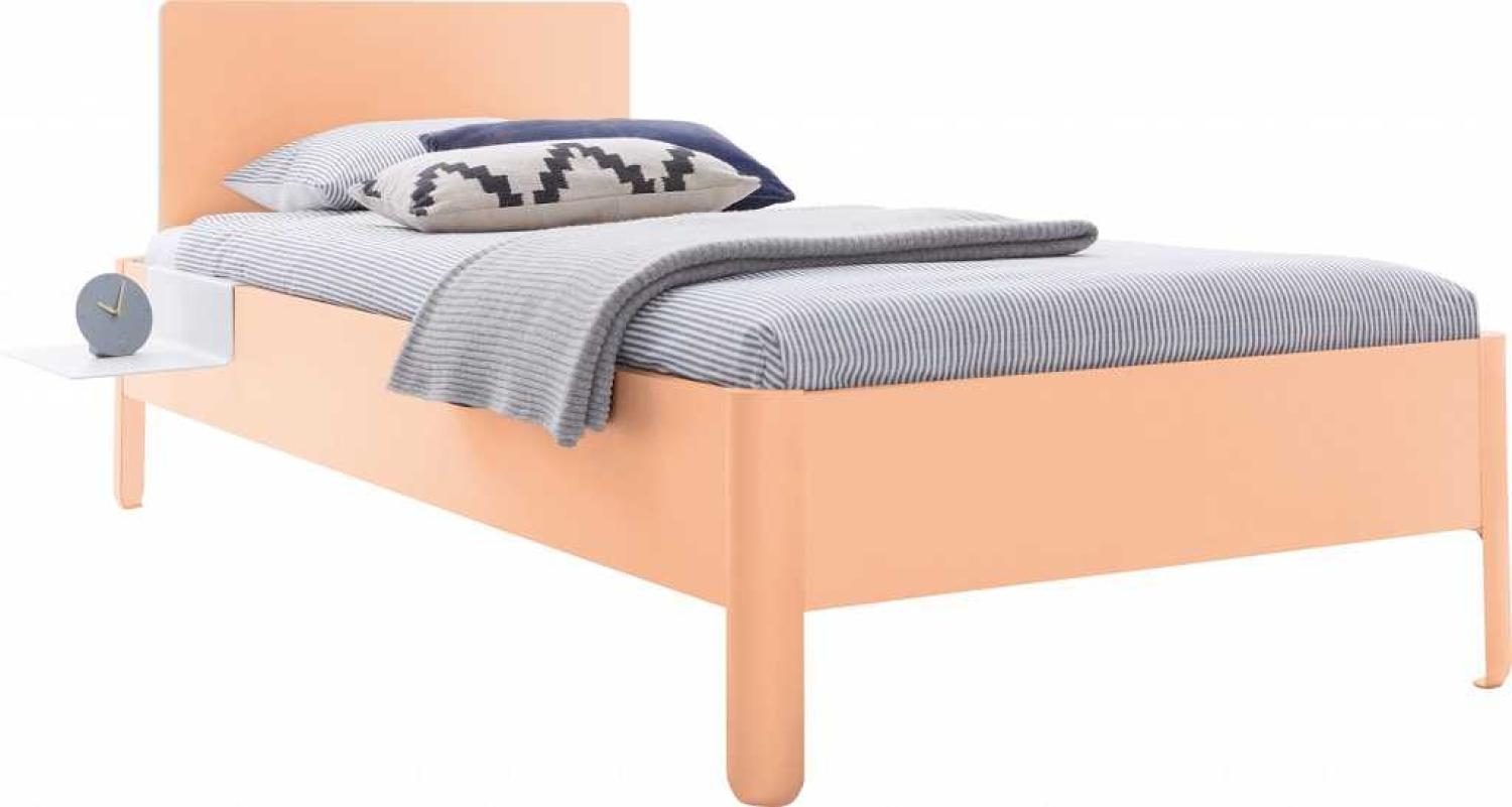 NAIT Einzelbett farbig lackiert 100 x 210cm Mit Kopfteil Mildorange Bild 1