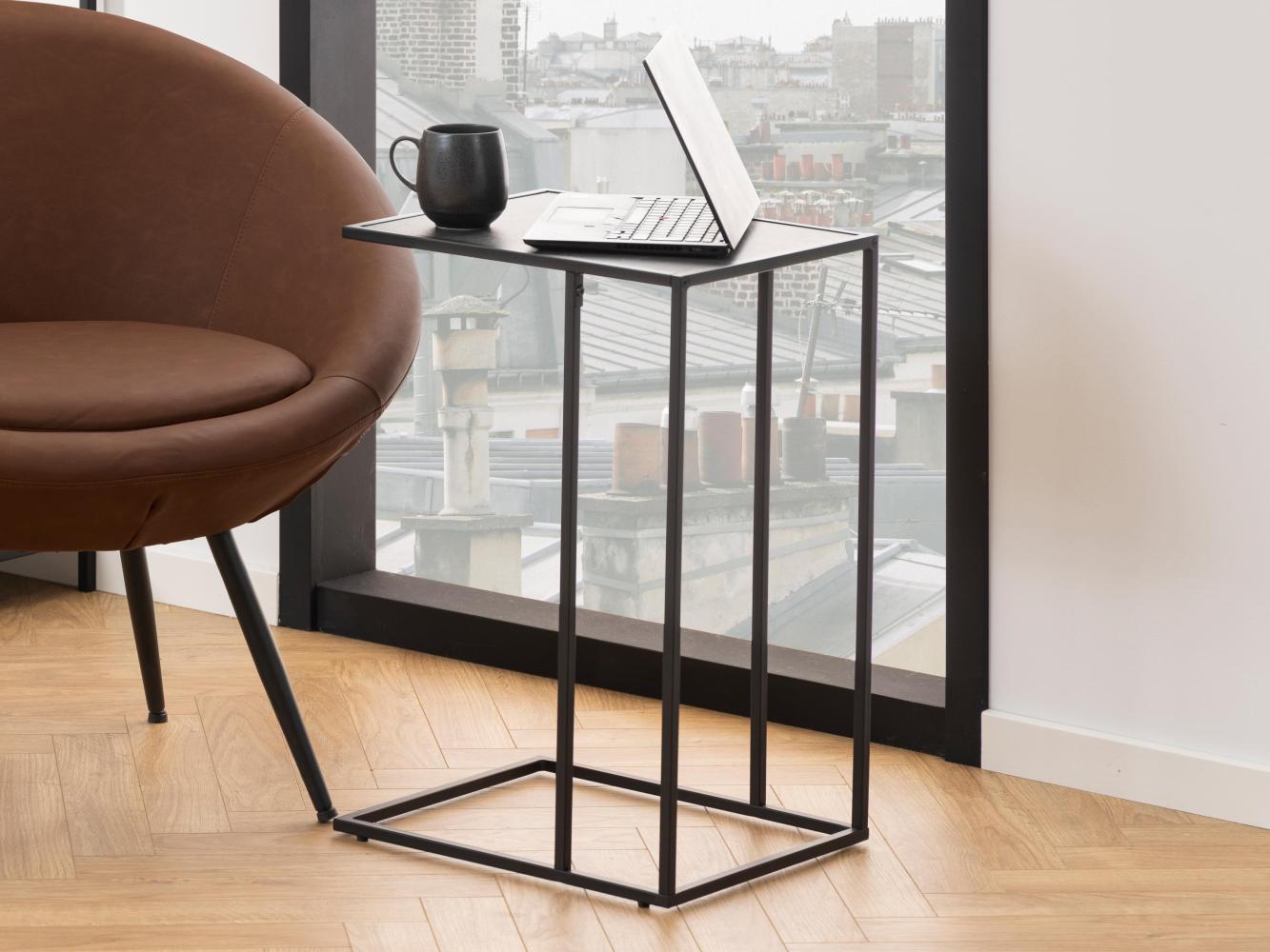 Beistelltisch >Inverness< in Schwarz matt aus MDF Metall - 43x63x35cm (BxHxT) Bild 1