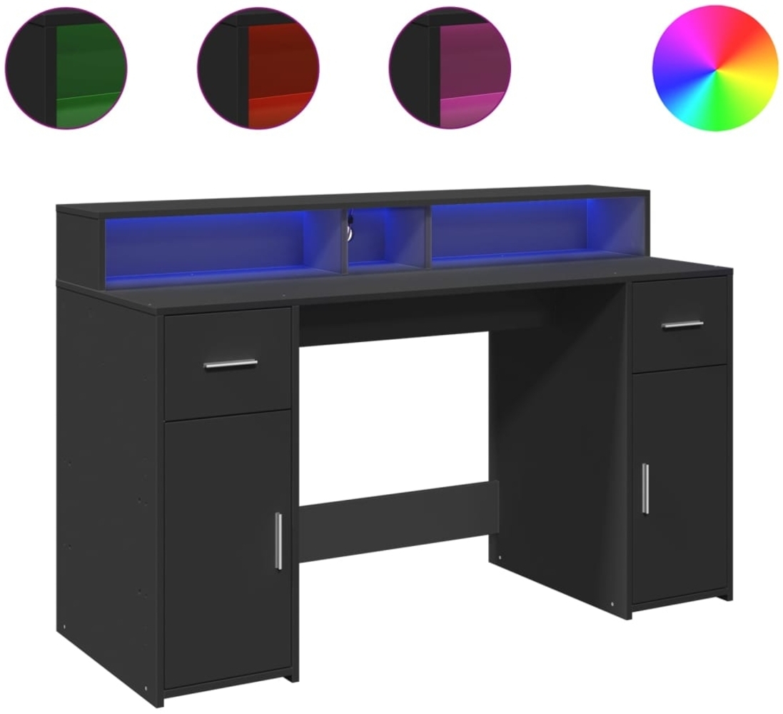 vidaXL LED-Schreibtisch Schwarz 140x55x91 cm Holzwerkstoff 3309421 Bild 1