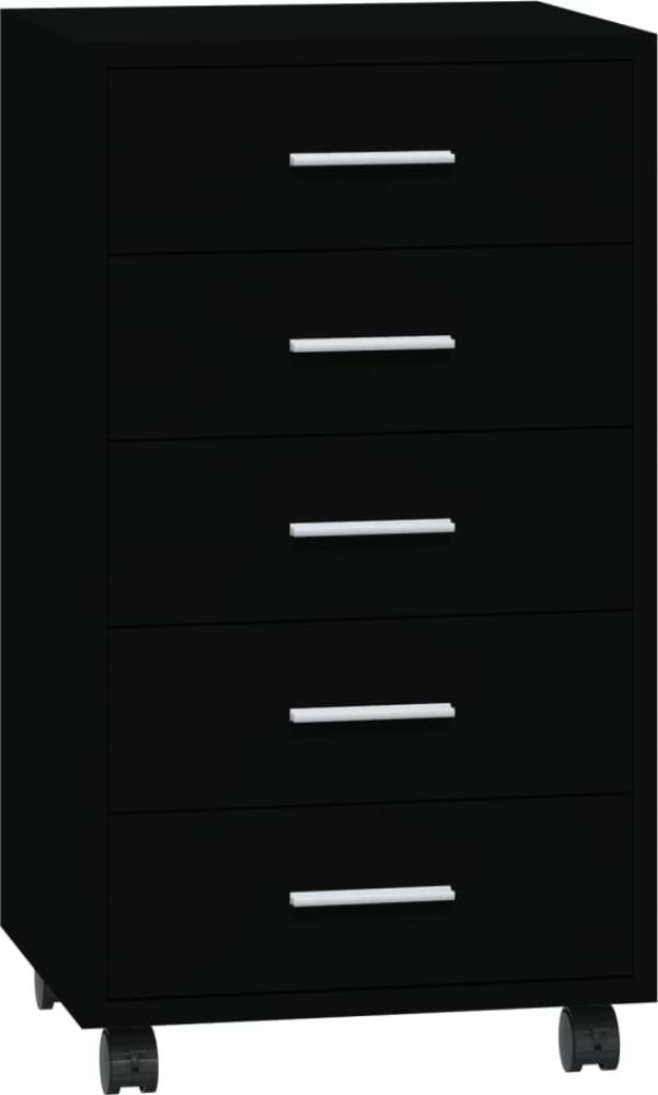 vidaXL Schubladenschrank mit Rollen Schwarz Holzwerkstoff 342671 Bild 1