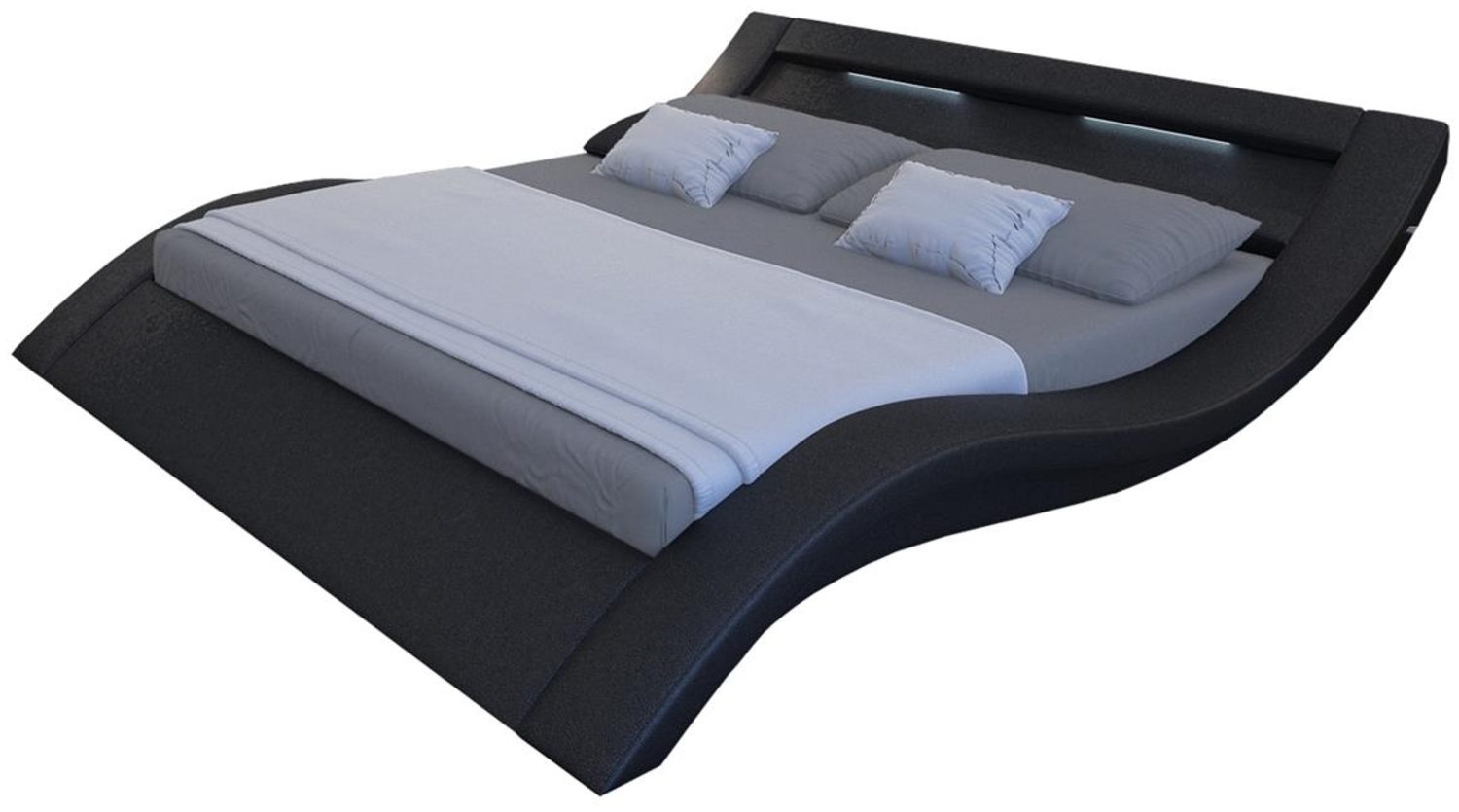 Natur24 Polsterbett mit LED-Beleuchtung Schwarz 180x200 cm Bild 1