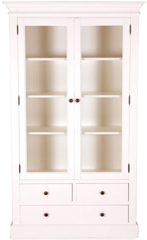 Casa Padrino Landhausstil Vitrinenschrank Antik Weiß 110 x 45 x H. 190 cm - Handgefertigte Shabby Chic Vitrine Bild 1