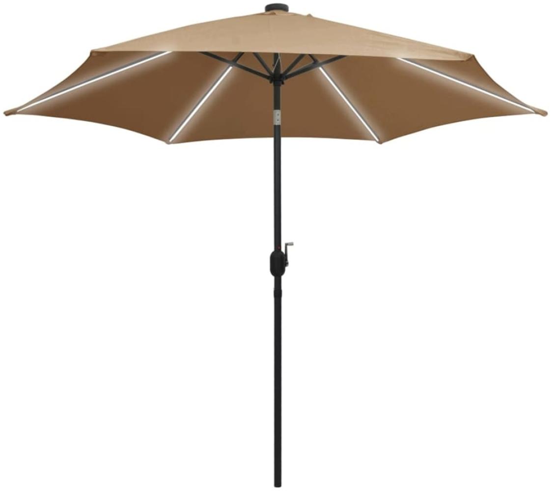 vidaXL Sonnenschirm mit LED-Beleuchtung und Alu-Mast 300 cm Taupe 47363 Bild 1