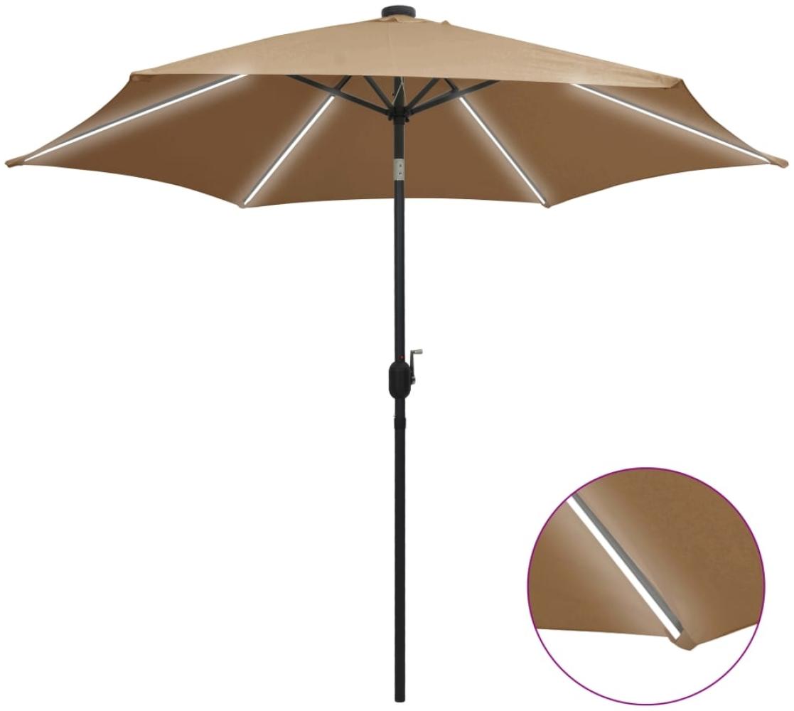 vidaXL Sonnenschirm mit LED-Beleuchtung und Alu-Mast 300 cm Taupe 47363 Bild 1