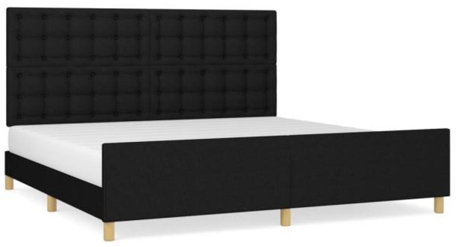 Doppelbett mit Kopfteil Stoff Schwarz 200 x 200 cm Bild 1