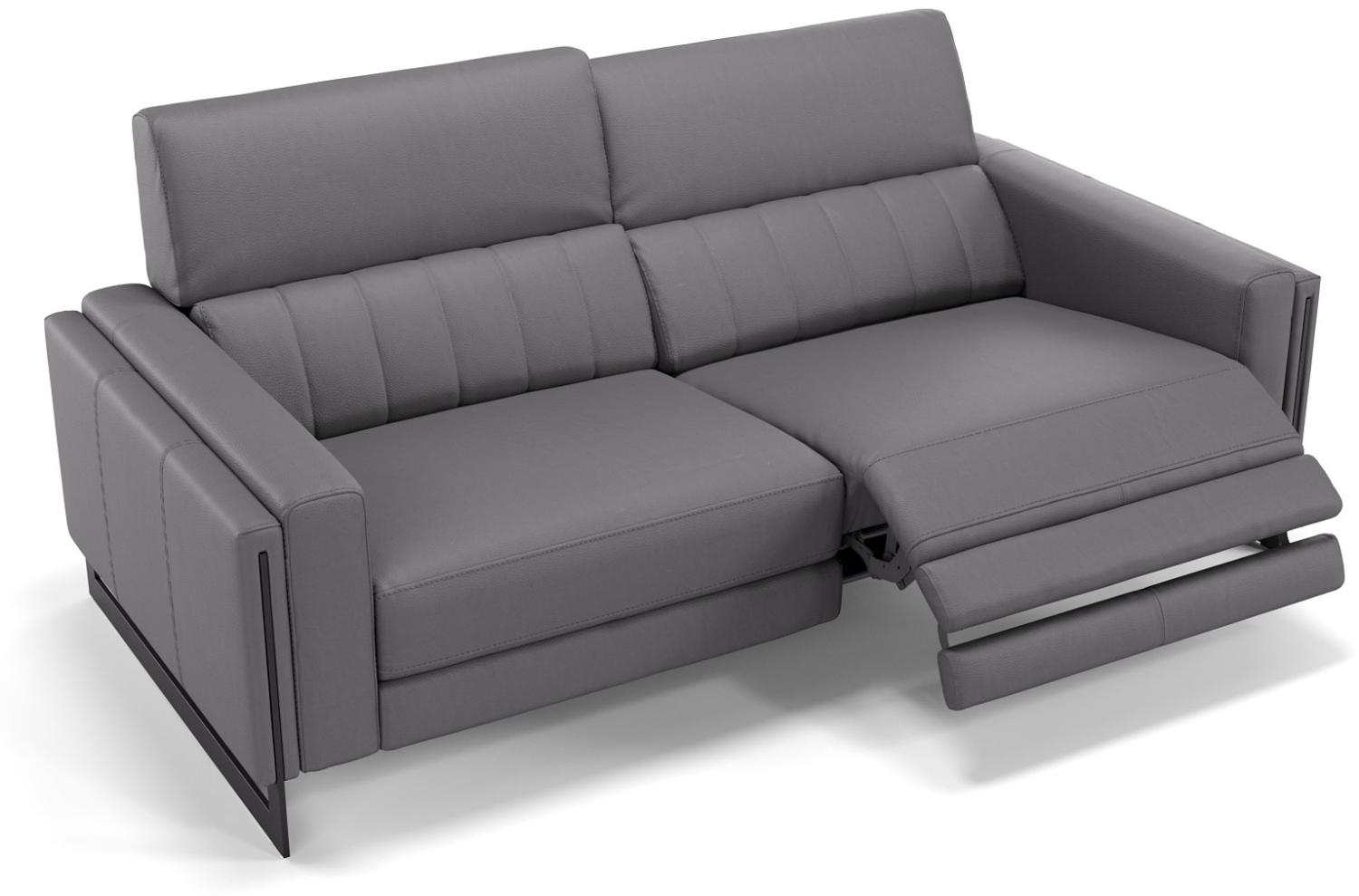 Sofanella 2-Sitzer MARA Ledercouch Relaxsofa Sofa in Grau Bild 1