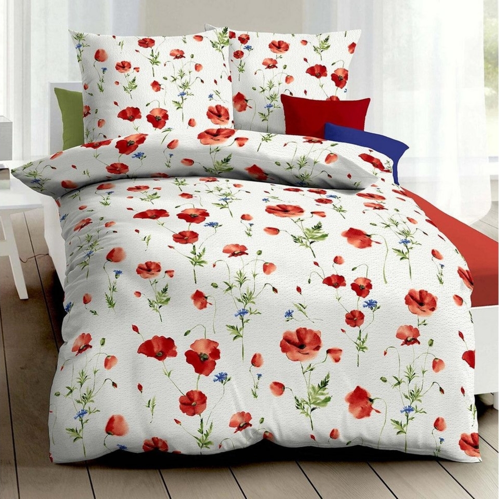 Kaeppel Bettwäsche Sommermohn, Seersucker, 2 teilig, Mit Mohnblumen Bild 1