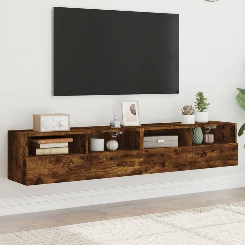 vidaXL TV-Wandschränke 2 Stk. Räuchereiche 80x30x30 cm Holzwerkstoff 836877 Bild 1