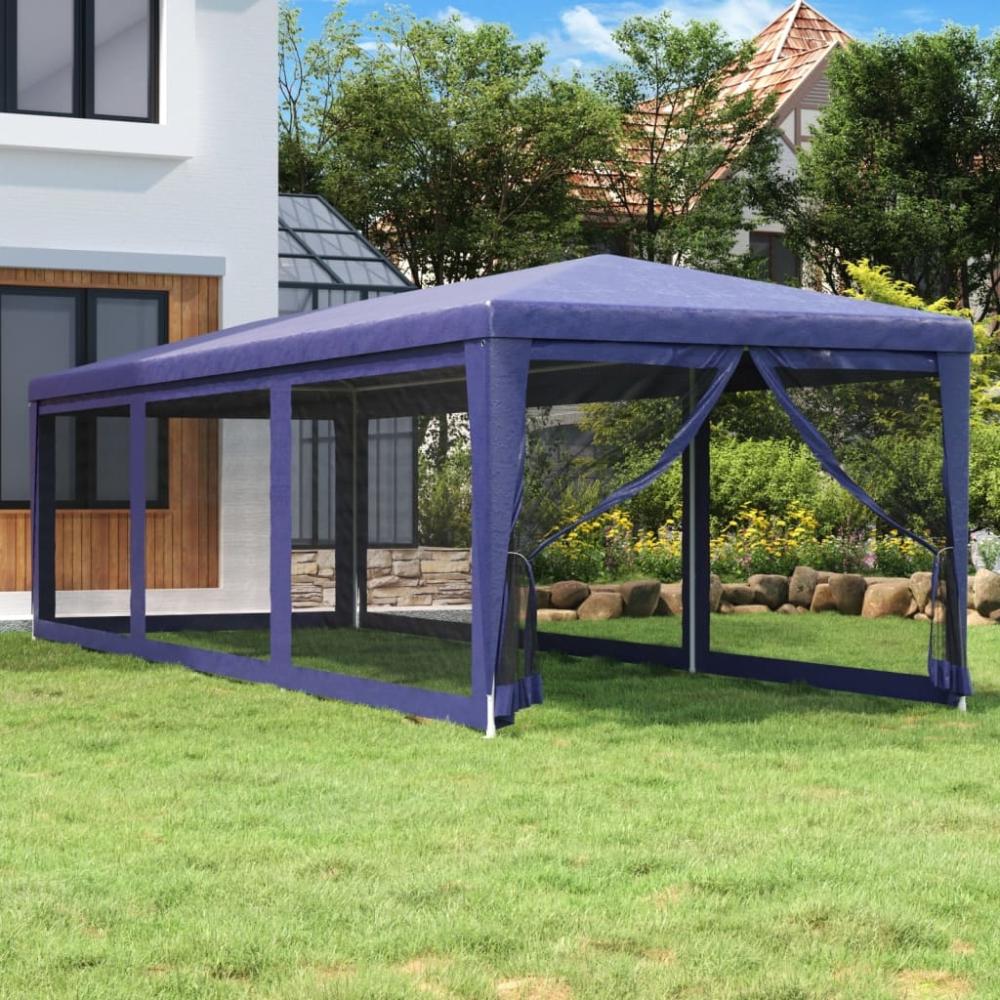 vidaXL Partyzelt mit 8 Mesh-Seitenwänden Blau 3x9 m HDPE 319242 Bild 1