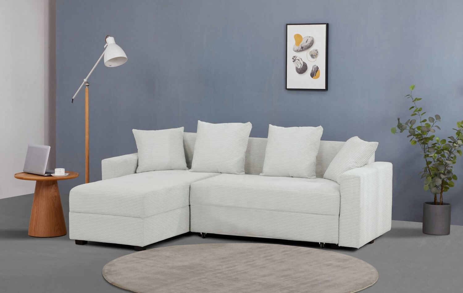 INOSIGN Ecksofa KILLAM, 217 cm, L-Form, mit Schlaffunktion u. Bettkasten, Recamiere rechts / links montierbar, in Cord und Webstoff Bild 1