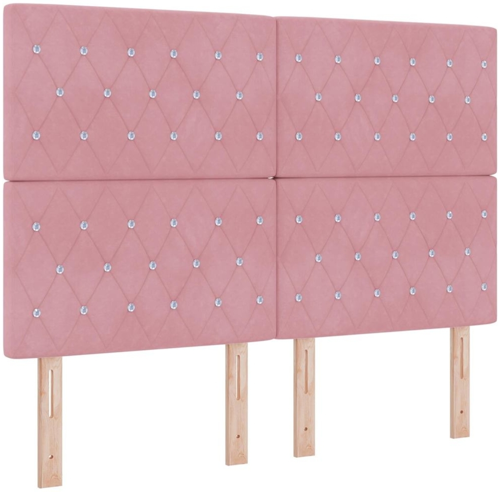 vidaXL Boxspringbett mit Matratze mit Kopfteil Rosa 160x200 cm Samt 3339781 Bild 1