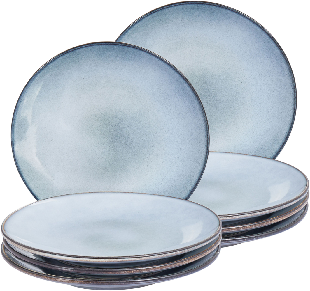 Speiseteller 8er Set JUNIPER Steinzeug Hellblau Bild 1