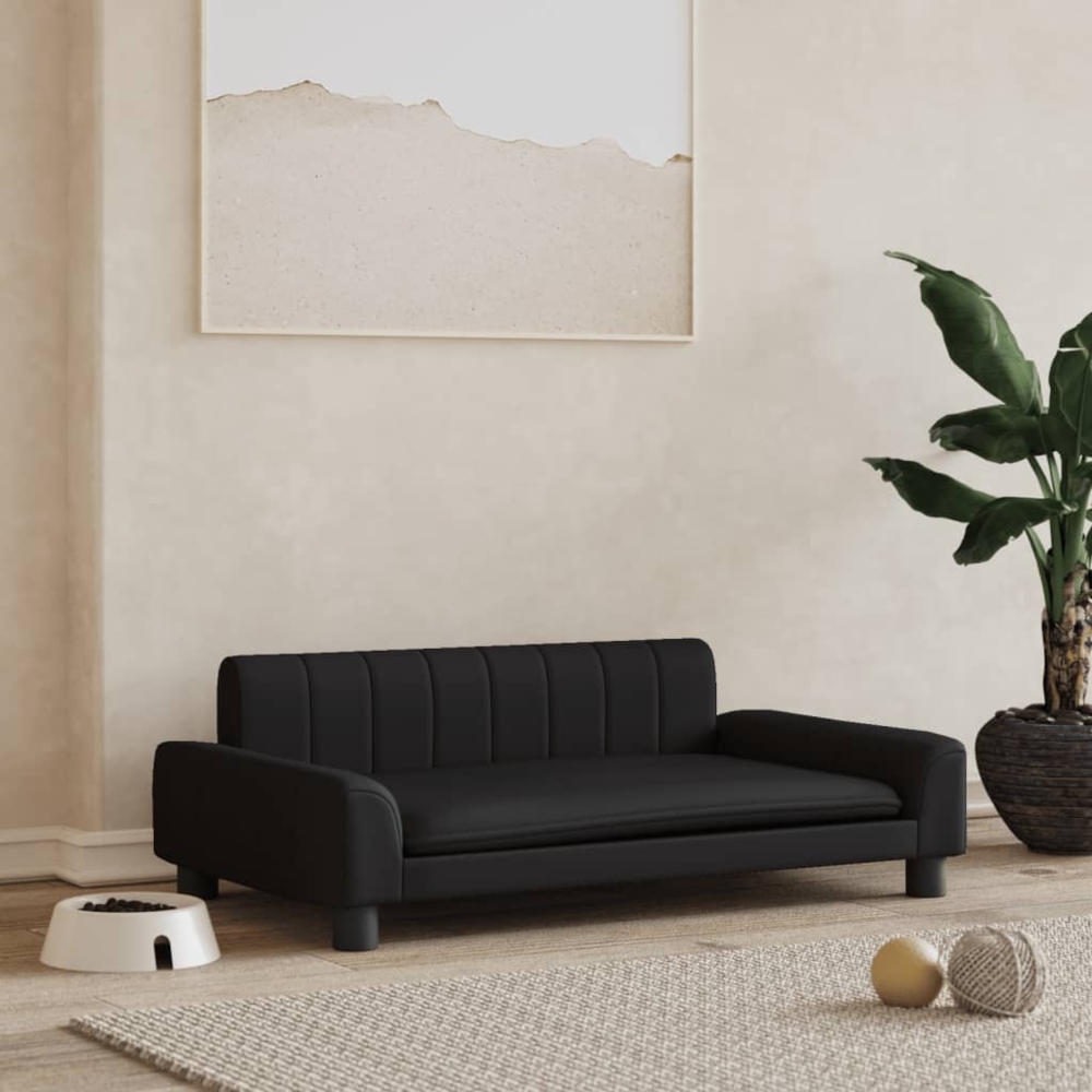 vidaXL Hundebett Schwarz 90x53x30 cm Kunstleder 171852 Bild 1