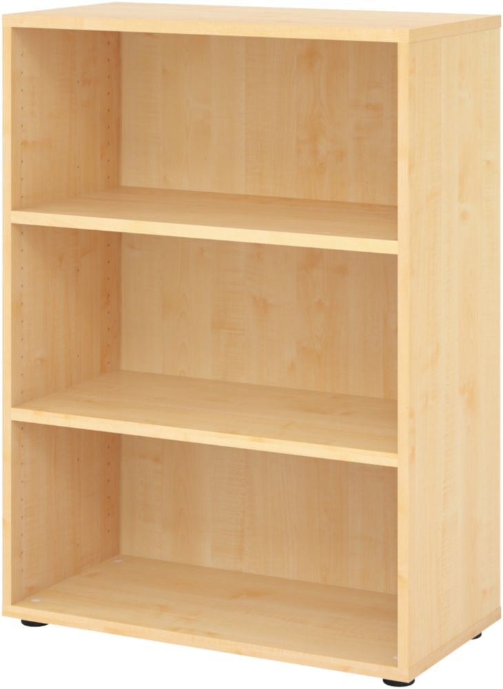 bümö Regal Ahorn, Standregal aus Holz für 3 Ordnerhöhen - Bücherregal klein 80 cm breit, Aktenregal für Ordner & Bücher, kleines Büroregal, Holzregal, Ordnerregal, Buchregal Dachschräge, 938RE-3 Bild 1