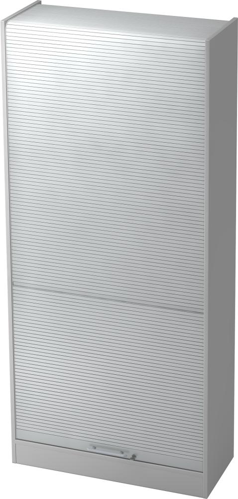 bümö Rollladenschrank 5 OH abschließbar in Grau/Silber mit Relinggriff, SET90-5-S-RE Bild 1