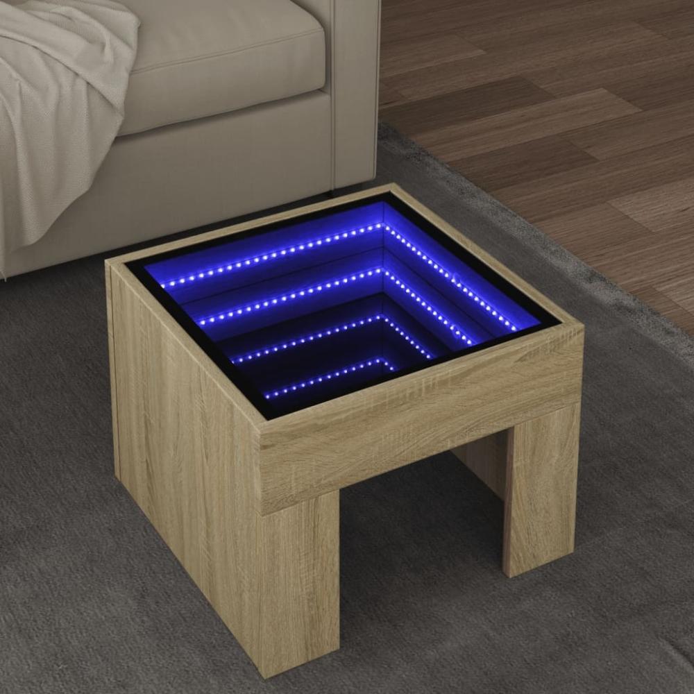 vidaXL Couchtisch mit Infinity-LED Sonoma-Eiche 40x40x30 cm 847597 Bild 1