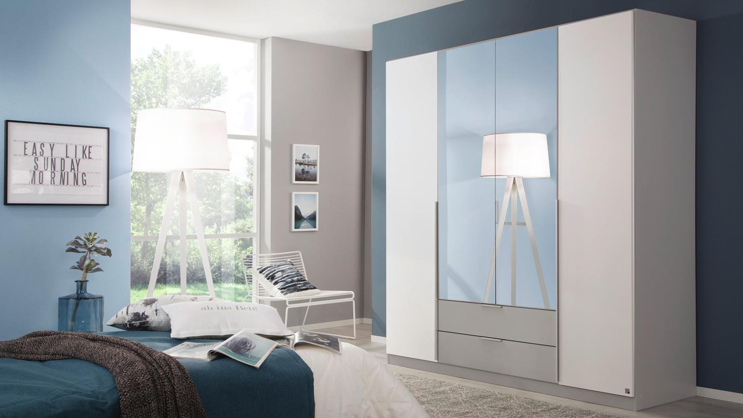 Kleiderschrank TEXAS Schrank Schlafzimmer weiß grau 181 Bild 1