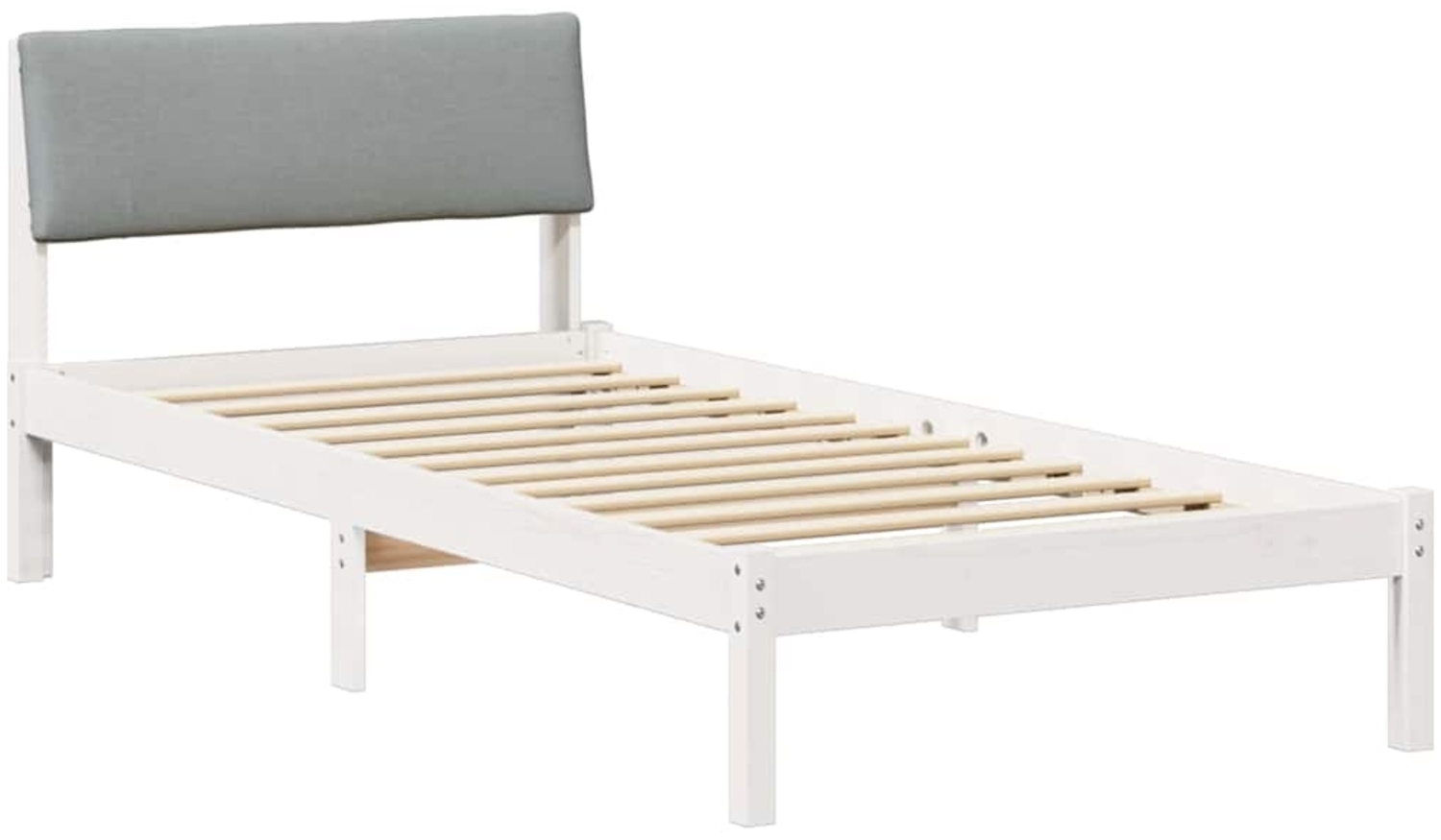 vidaXL Bettgestell Weiß und Hellgrau 100 x 200 cm Massivholz Kiefer 878563 Bild 1