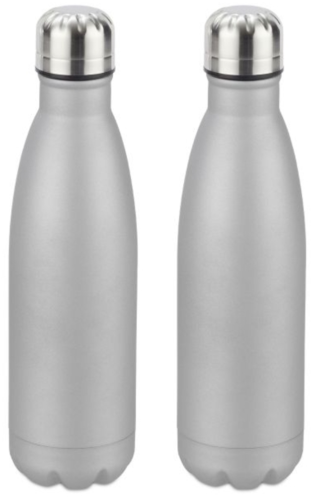 2 x Trinkflasche Edelstahl silber Bild 1