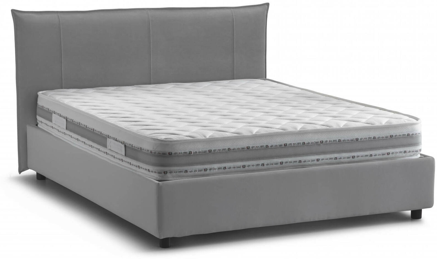 Dmora Geras Doppelbett, Bettkasten mit Stoffbezug, 100 % Made in Italy, Öffnung vorne, inklusive Matratze 160 x 200 cm, Grau Bild 1