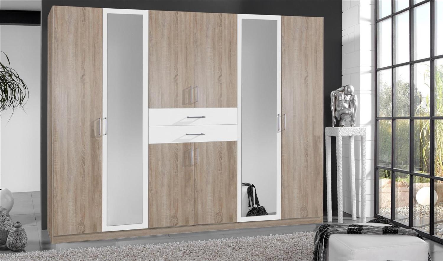 Kleiderschrank >Drugi II< in Eiche sägerau Weiß - 270x208x58cm (BxHxT) Bild 1