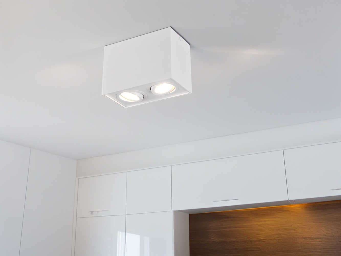 TRIO Leuchten LED Deckenstrahler, Dimmfunktion, LED wechselbar, Warmweiß, Aufbau-Spot Aufputz Strahler innen 2-flammig, Treppenhaus, Weiß H:12cm Bild 1