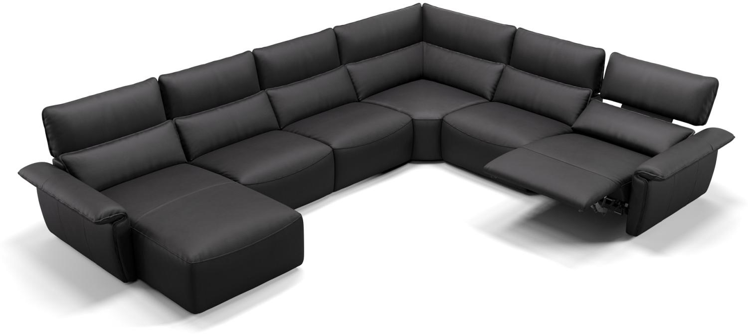 Sofanella Wohnlandschaft Merdia Ledersofa Eckcouch Sofa in Schwarz Bild 1