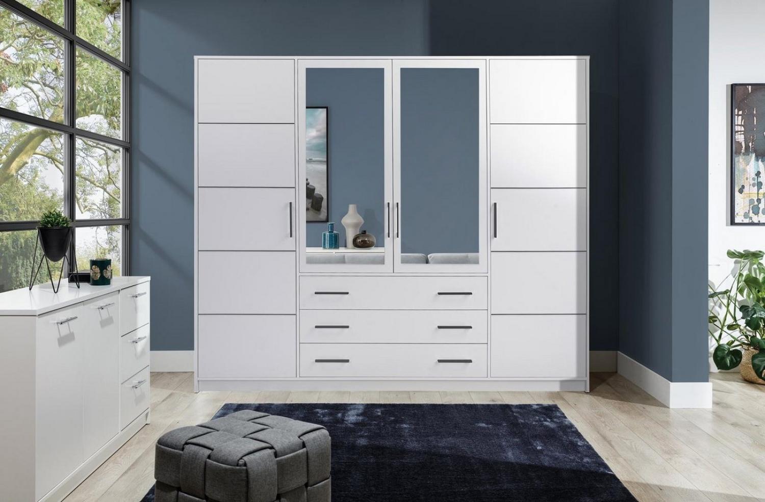 Compleo Kleiderschrank mit 4-türen und 3 Schubladen ALEX Schwarze Griffe Modern design Bild 1