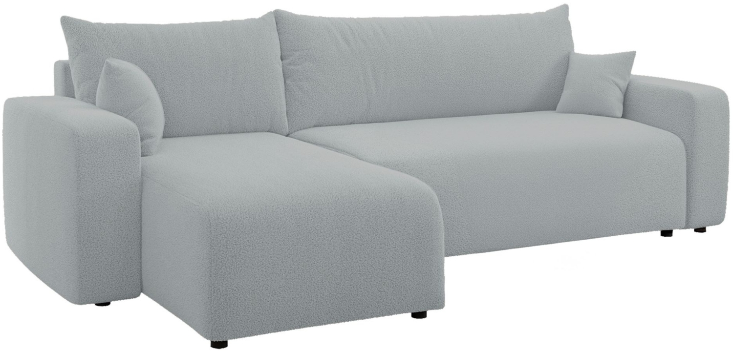 Selsey 'Pianoni' Ecksofa mit Schlaffunktion, Stauraum und Bouclé-Bezug, hellgrau, 83 x 244 x 140 cm Bild 1