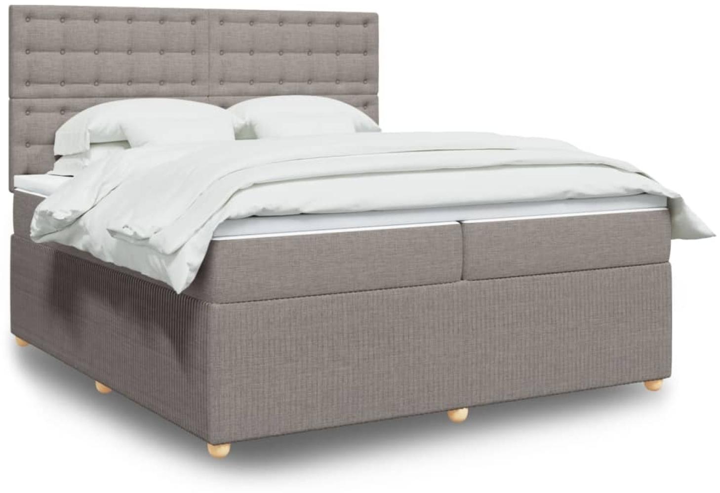 vidaXL Boxspringbett mit Matratze Taupe 200x200 cm Stoff 3294481 Bild 1