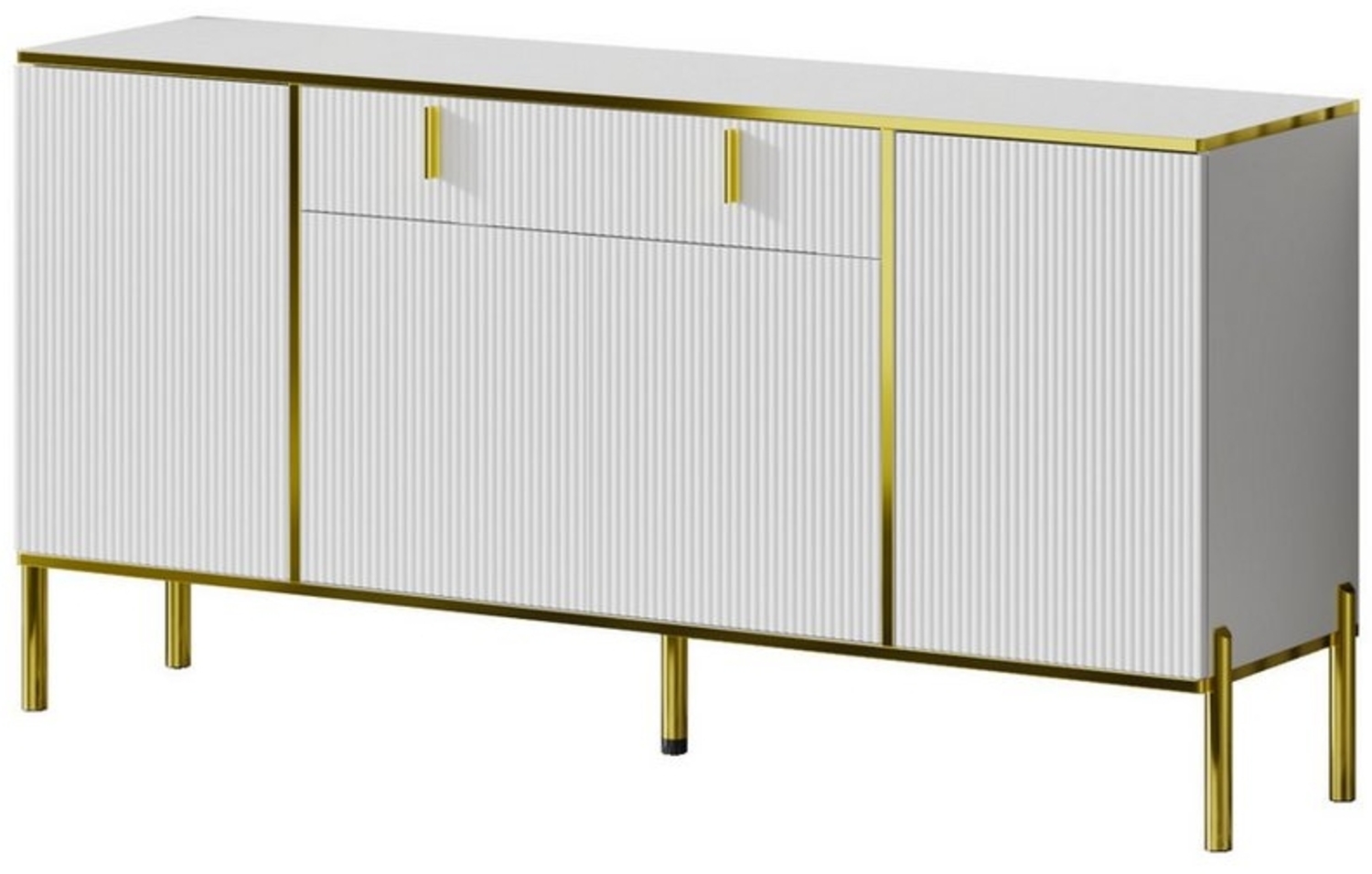 FUFU&GAGA Sideboard Sideboard Wohnzimmer mit 4 Türen, weiß, MDF, 160 * 40 * 80cm Bild 1